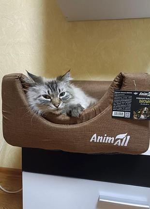 Будиночок-лежанка для котів і собак animall 43х43х41 см сірий  коричневий лежанка для кота будиночок жлч кота лежак для собак