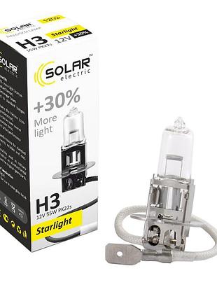 Галогенная лампа solar h3 12v 55w pk22s starlight +30 для авто замена штатного света
