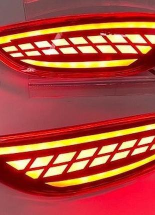 Вставки катафоты заднего бампера на hyundai accent led 3 режими wy 10- комплект хендай акцент