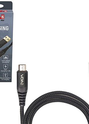 Кабель voin cc-4201m bk, usb - micro usb 3а, 1m, black (быстрая зарядка/передача данных) (cc-4201m