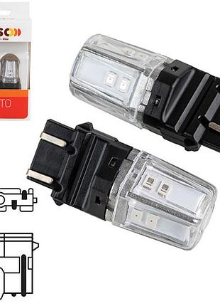 Автомобильная лампа pulso led 3157 12smd-2835 9-36v красная 50lm 2шт для стопов и поворотников
