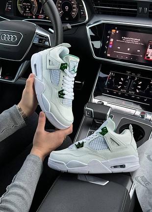 🌺женские кроссовки air jordan 4 retro white metallic green