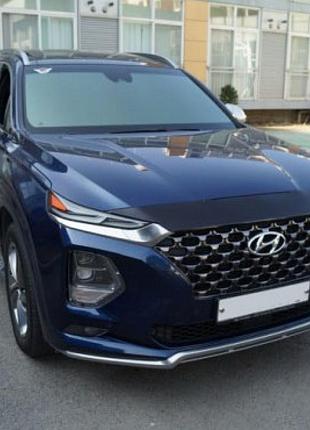 Дефлектор капота мухобойка hyundai santa fe 18- черный egr хендай санта фе