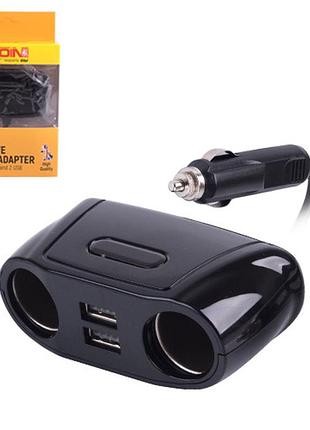 Розгалужувач прикурювача voin 2 виходу 2usb 2100ma 12v 24v sc-2079 з кабелем