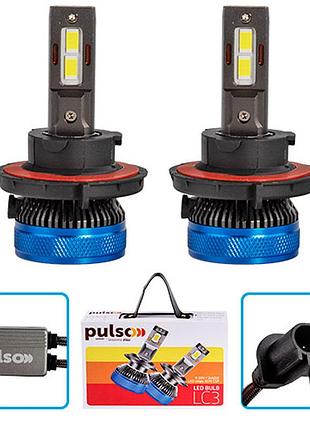Светодиодные led автолампы pulso h13 lc3 13000lm chips 3570 csp 2*65w 6000k 9-30v компл