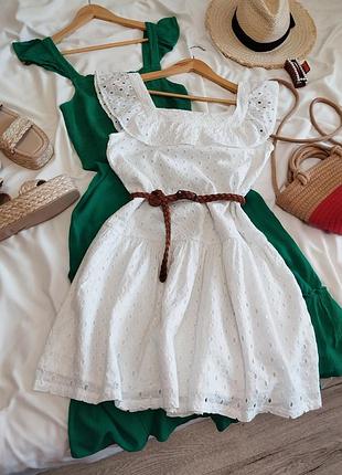 Белое платье мини с шитьем ришелье la redoute s, франция