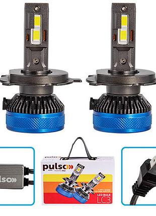 Светодиодные led автолампы pulso h4 lc3 chips 3570 csp 13000lm 2*65w 6000k 9-30v компл
