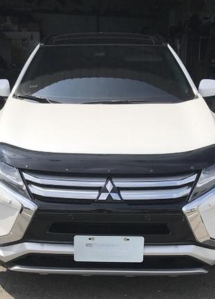 Дефлектор капота мухобойка mitsubishi eclipse cross 17- hic черная митсубиси эклипс кросс