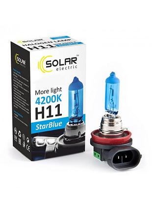 Галогенная лампа solar h11 12v 55w pgj19-2 starblue 4200k для авто противотуманные фары
