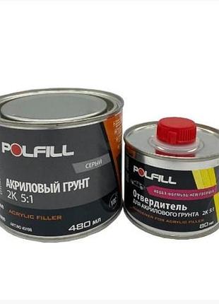 Грунт акриловый polfill 5:1 eco 0.48л серый с затиркой 0.08л
