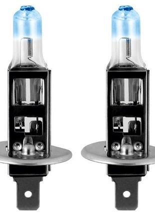 Галогенна лампа brevia h1 12v 55w p14.5s power ultra +60% яскравість для авто заміна галогенок