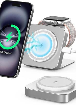 Зарядний пристрій на magsafe для apple, складна магнітна бездротова зарядна станція 2 в 1, швидка зарядна станція 15 вт для