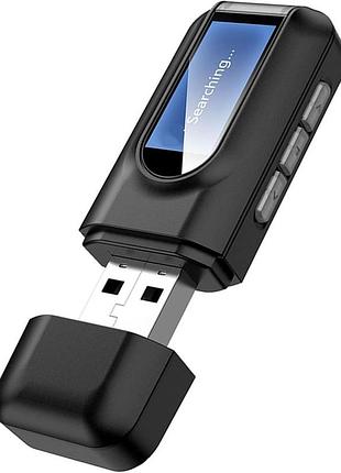 Bluetooth передатчик-приемник, портативный беспроводной аудиоадаптер 2 в 1 usb с жк-дисплеем, 3,5 мм визуализация bluetooth aux