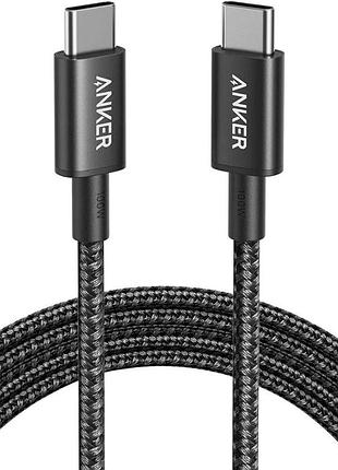 Зарядный кабель anker usb c - usb c (1,8 м из нейлона), кабель быстрой зарядки 100 вт usb 2.0 type c для macbook pro, iphone