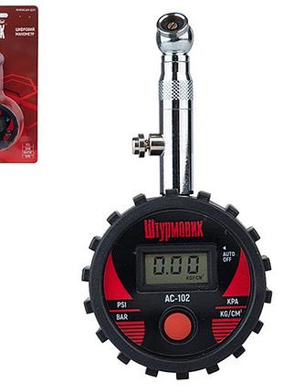 Манометр штурмовик ac-102 с lcd дисплеем и led подсветкой 0-10 кг/см2 электронный 3-150 psi