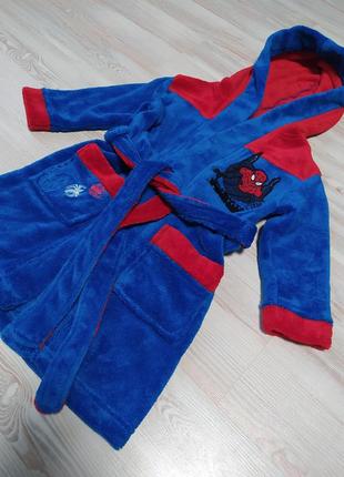 Синій халат з капюшоном і кишенями з принтом spiderman від marvel2 фото