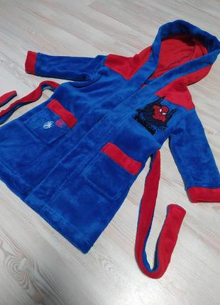 Синій халат з капюшоном і кишенями з принтом spiderman від marvel4 фото