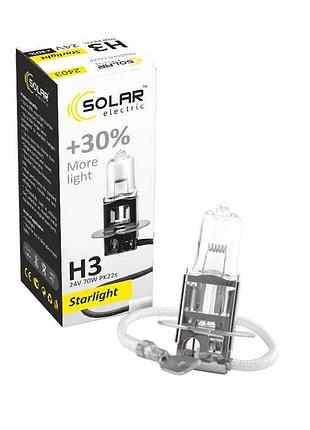 Галогенная лампа solar h3 24v 70w pk22s starlight +30% для авто яркость и энергия эффективности