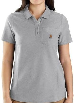 Жіноча сорочка-поло з нагрудною кишенею carhartt women's relaxed fit midweight short-sleeve pocket polo у спеціальному великому розмірі 1x (16w/18w)
