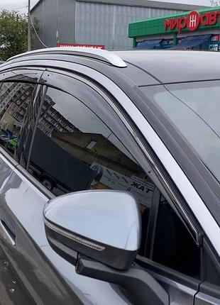 Дефлектори вікон вітровики volkswagen id.4 21- з чорним молдингом нерж wellvisors фольксваген айді4
