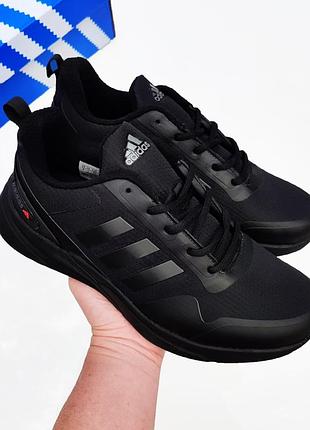 Мужские кроссовки adidas black черные (термо)