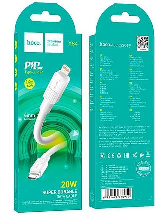 Кабель hoco type-c to lightning solid pd charging data cable x84 1m 20w white 4