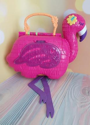 Ігровий набір polly pocket flamingo party large compact у формі рожевого фламінго