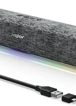 Колонка soulion r100 bluetooth с динамической светодиодной подсветкой, usb звуковая панель clear sound для мон
