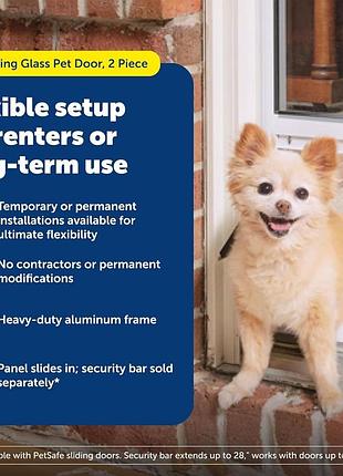 Двосекційні розсувні скляні дверцята для домашніх тварин petsafe, чудово підходять для квартир або орендованих приміщень, білі,