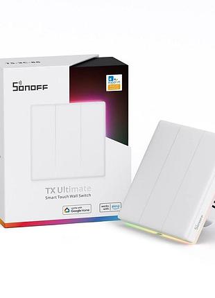 Умный сенсорный настенный выключатель sonoff t5-3c-86 с wi-fi, пульт ду ewelink, мультисенсорный сенсорный