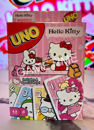 Настільна гра uno hello kitty , уно хелоу кіті мовонезалежна карткова гра для дітей