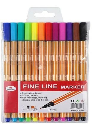 Капиллярные ручки stenson ww00414st "fine line" - набор из 12 цветов