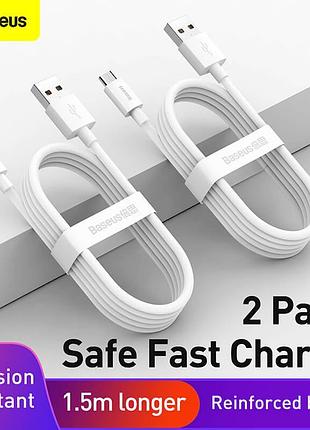 Кабель baseus micro usb simple wisdom data cable kit 1.5м белый (tzcamzj-02) 4