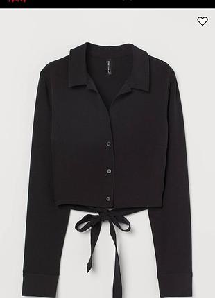 Чорна блуза топ h&amp;m з довгим рукавом трендова блузочка кофта кроп топ
