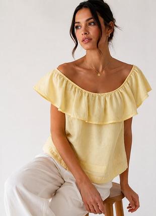 🌼лляний топ monsoon linen blend top з відкритими плечима