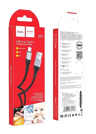 Кабель hoco type-c creator silicone charging data cable x72 1м чорний 3