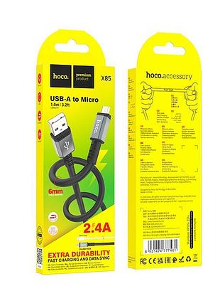 Кабель hoco micro usb strength charging data cable x85 |1m, 2.4a| black 4