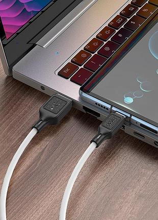 Кабель hoco x90 usb для type-c silicone charging data cable 1m, 3a white 3