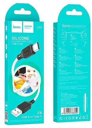 Кабель hoco x90 usb для type-c silicone charging data cable 1m, 3a white 4