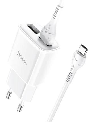 Адаптер сетевой hoco type-c c88a 2usb 2.4a white 2
