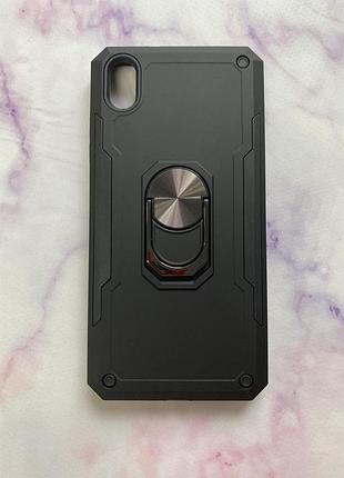 Силиконовый чехол hard defence series с кольцом-подставкой для xiaomi redmi 7a черный