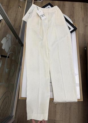 Новые льняные  штаны  прямого кроя zara