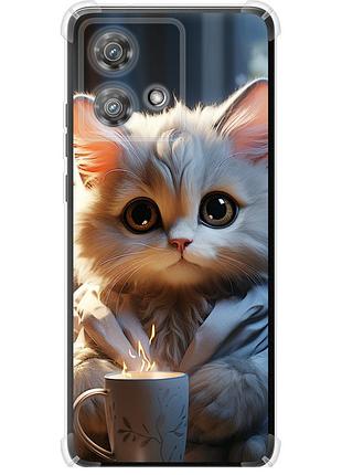 Чехол силикон с усиленными углами на телефон motorola edge 40 neo white cat "5646sp-3342-58250"