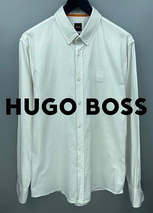 Hugo boss off white чоловіча сорочка біла з білим лого в тон