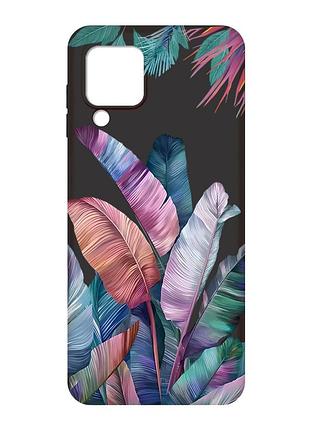 Матовый черный чехол на samsung galaxy m32 / a22 / m22 4g :: тропики (принт 372)