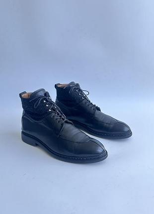 Чоловічі черевики heschung sequoia black leather boots norwegian welted men's size 7 made in eu