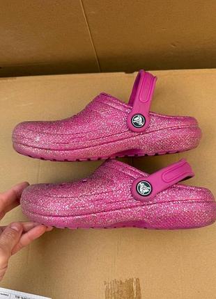 Сабо crocs дитячі шльопки р. j2 (33–34) блискучі рожеві