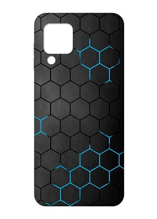 Матовый чехол с розовыми боками на samsung galaxy m32/a22/m22 4g :: фон соты (принт 359)