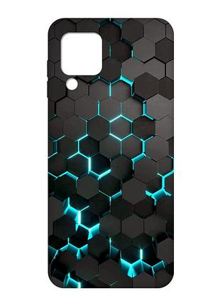 Матовый чехол с черными боками на samsung galaxy m32 / a22 / m22 4g :: соты 3d (принт 357)