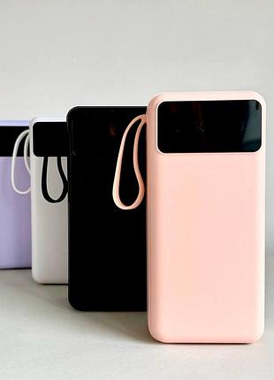 Потужний power bank intelligent fast 30000mah з 4 вбудованими кабелями (type-c, lightning, micro-usb)